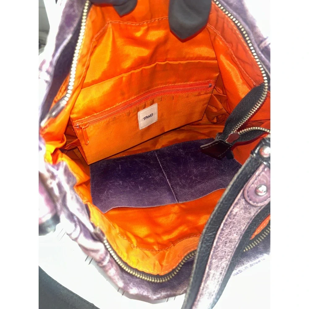 Tano Vintage Y2K Hobo Distressed Purple Leather Shoulder Bag Purse